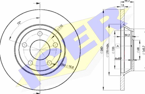 Icer 78BD4064-2 - Тормозной диск autospares.lv