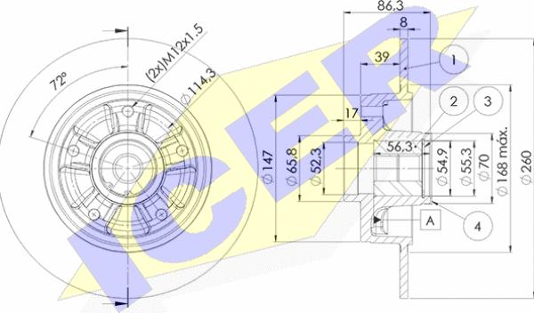 Icer 78BD4023-1 - Тормозной диск autospares.lv