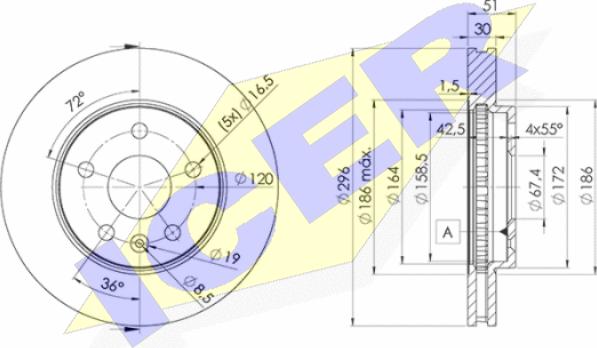 Icer 78BD4116-2 - Тормозной диск autospares.lv