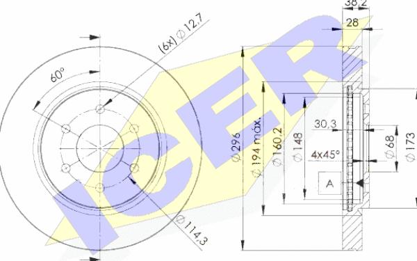 Icer 78BD4200-2 - Тормозной диск autospares.lv