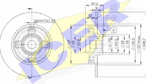 Icer 78BD4745-1 - Тормозной диск autospares.lv