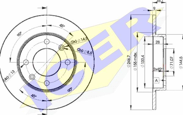 Icer 78BD4746-2 - Тормозной диск autospares.lv