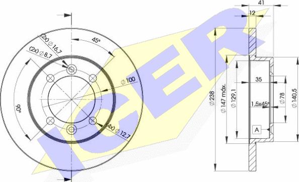 Icer 78BD4706-2 - Тормозной диск autospares.lv