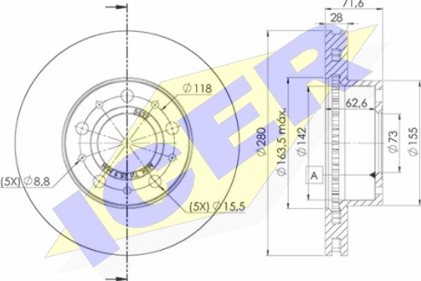 Icer 78BD5622-2 - Тормозной диск autospares.lv