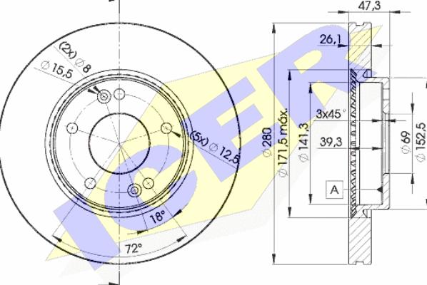 Icer 78BD5171-2 - Тормозной диск autospares.lv