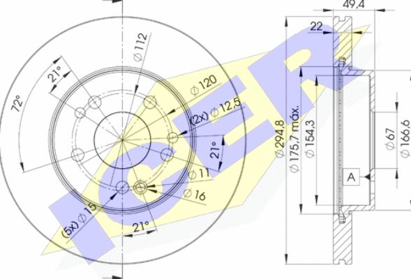 Icer 78BD6471-2 - Тормозной диск autospares.lv