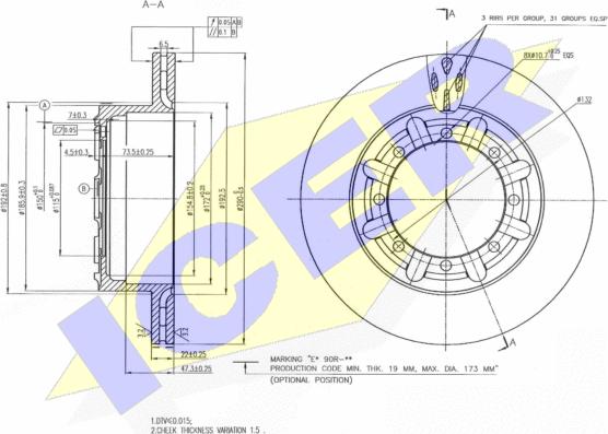 Icer 78BD6330-1 - Тормозной диск autospares.lv