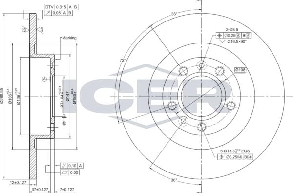 Icer 78BD0040-2 - Тормозной диск autospares.lv