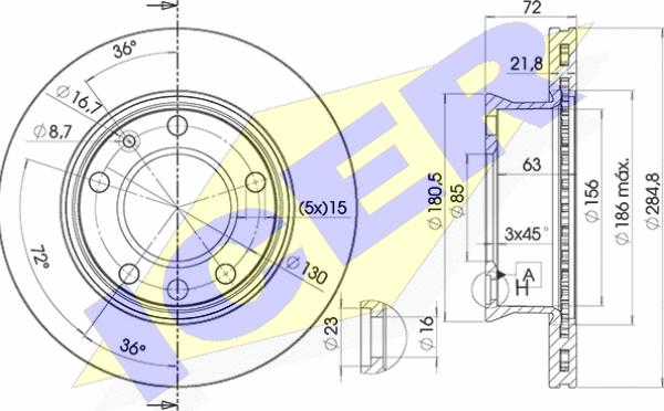 Icer 78BD0187-1 - Тормозной диск autospares.lv