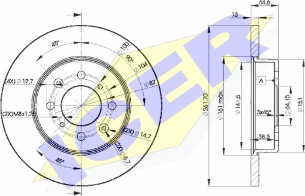 Icer 78BD0841-2 - Тормозной диск autospares.lv