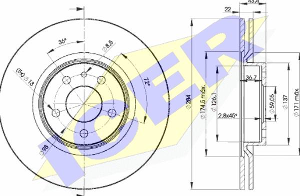 Icer 78BD1548-2 - Тормозной диск autospares.lv