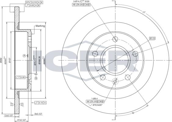 Icer 78BD1558-2 - Тормозной диск autospares.lv