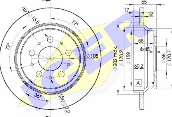 Icer 78BD1674-1 - Тормозной диск autospares.lv