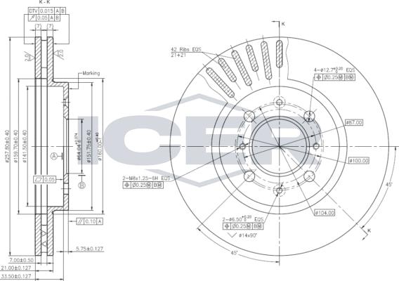 Icer 78BD1066-2 - Тормозной диск autospares.lv