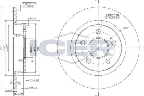 Icer 78BD3964-2 - Тормозной диск autospares.lv