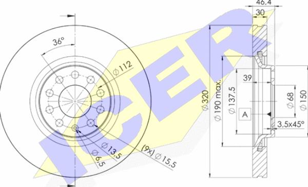 Icer 78BD3615-2 - Тормозной диск autospares.lv