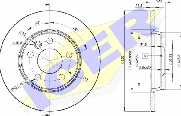 Icer 78BD3111-2 - Тормозной диск autospares.lv