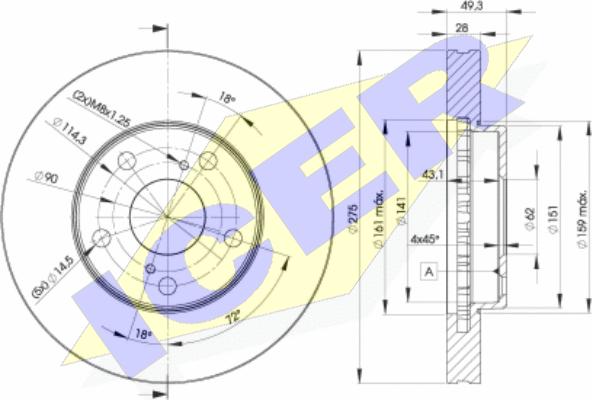 Icer 78BD3304-2 - Тормозной диск autospares.lv