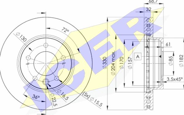 Icer 78BD3326-1 - Тормозной диск autospares.lv