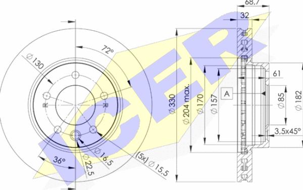 Icer 78BD3327-1 - Тормозной диск autospares.lv