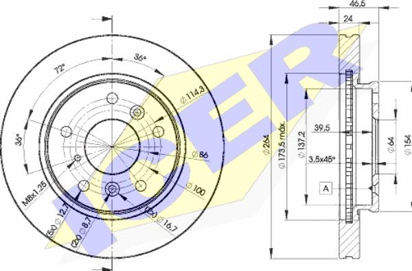 BOSCH 0 986 AB5 212 - Тормозной диск autospares.lv