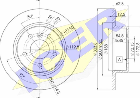 Icer 78BD2004-2 - Тормозной диск autospares.lv