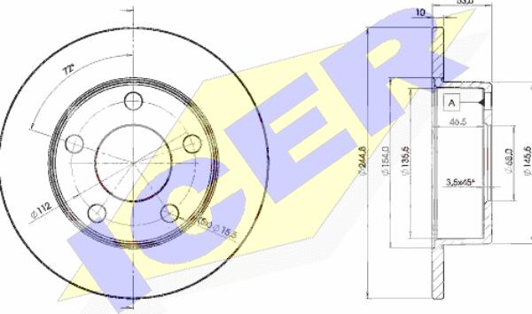 Icer 78BD2800-2 - Тормозной диск autospares.lv