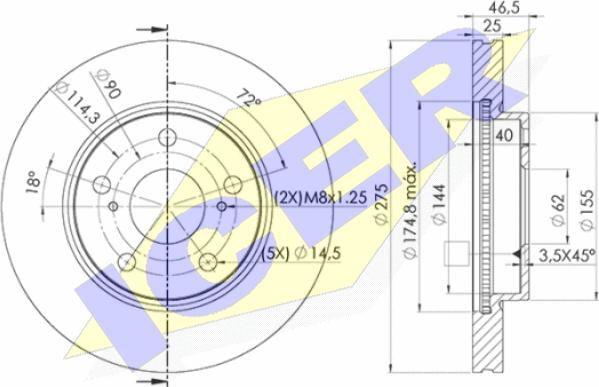 Icer 78BD2881-2 - Тормозной диск autospares.lv