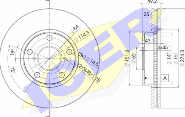 Icer 78BD2878-2 - Тормозной диск autospares.lv