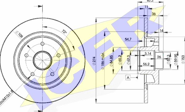 Icer 78BD2236-1 - Тормозной диск autospares.lv