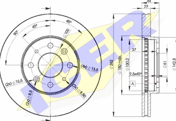 Icer 78BD2232-2 - Тормозной диск autospares.lv