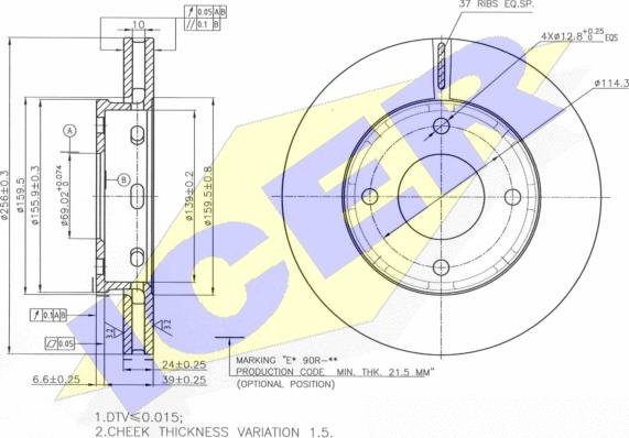 Icer 78BD7036-2 - Тормозной диск autospares.lv