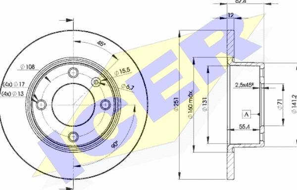 Icer 78BD7812-2 - Тормозной диск autospares.lv