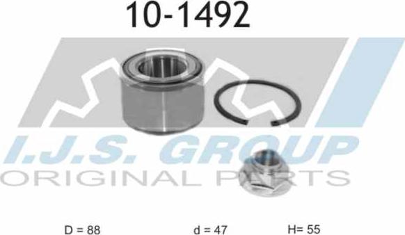 IJS GROUP 10-1492 - Подшипник ступицы колеса, комплект autospares.lv