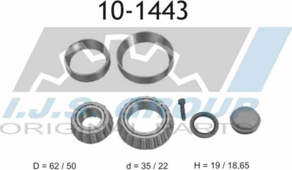 IJS GROUP 10-1443 - Подшипник ступицы колеса, комплект autospares.lv