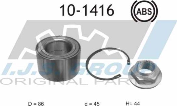 IJS GROUP 10-1416 - Подшипник ступицы колеса, комплект autospares.lv