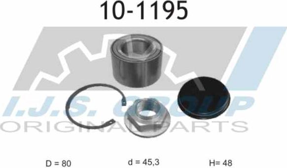 IJS GROUP 10-1195 - Подшипник ступицы колеса, комплект autospares.lv