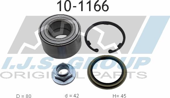 IJS GROUP 10-1166 - Подшипник ступицы колеса, комплект autospares.lv