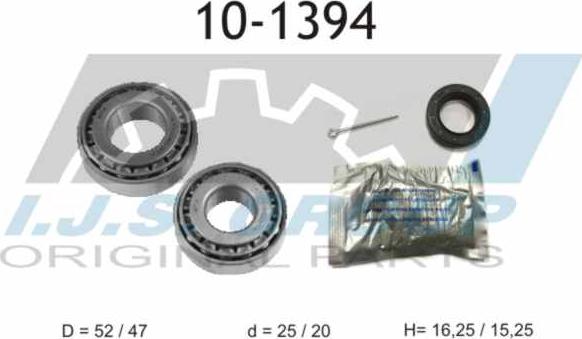 IJS GROUP 10-1394 - Подшипник ступицы колеса, комплект autospares.lv