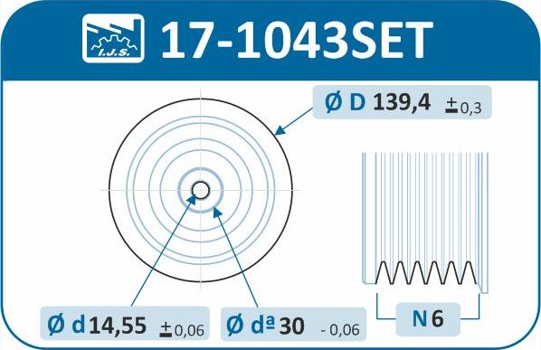 IJS GROUP 17-1043SET - Шкив коленчатого вала autospares.lv