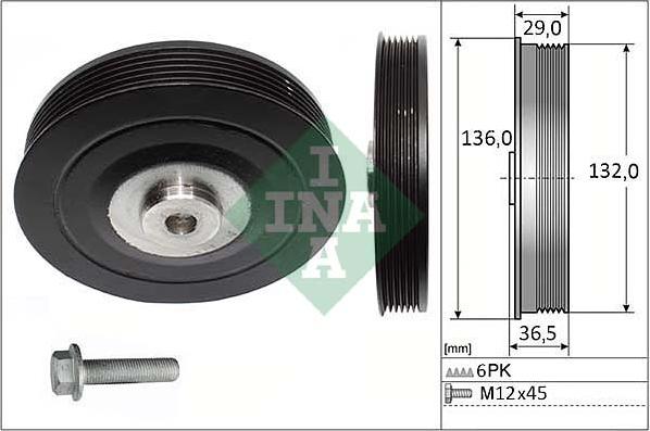 INA 544 0007 20 - Шкив коленчатого вала autospares.lv