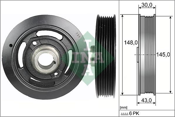 INA 544 0108 10 - Шкив коленчатого вала autospares.lv