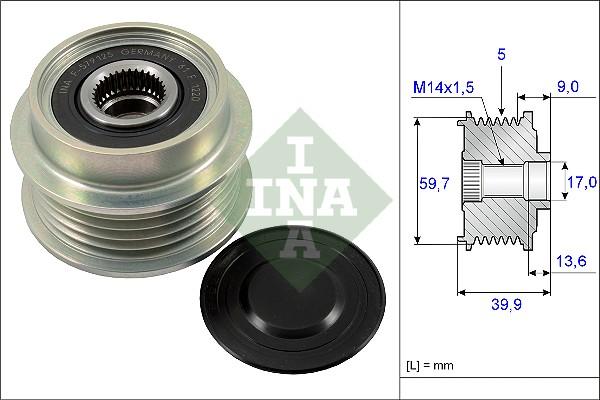 INA 535 0199 10 - Шкив генератора, муфта autospares.lv