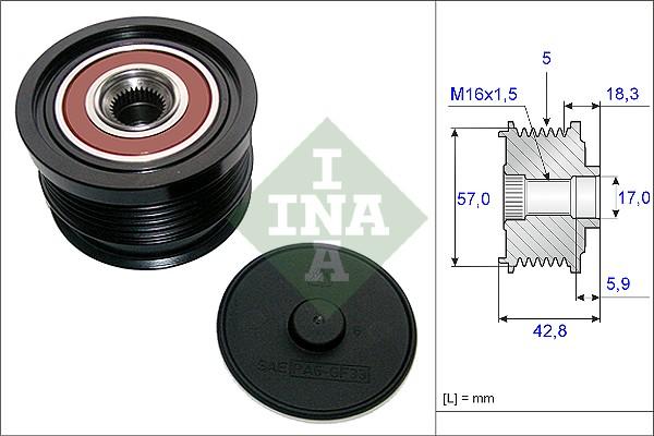 INA 535 0191 10 - Шкив генератора, муфта autospares.lv