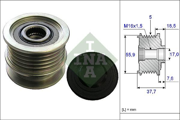 INA 535 0169 10 - Шкив генератора, муфта autospares.lv