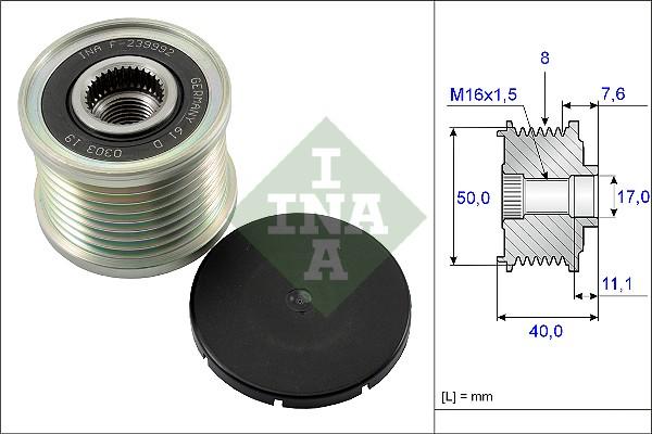 INA 535 0119 10 - Шкив генератора, муфта autospares.lv