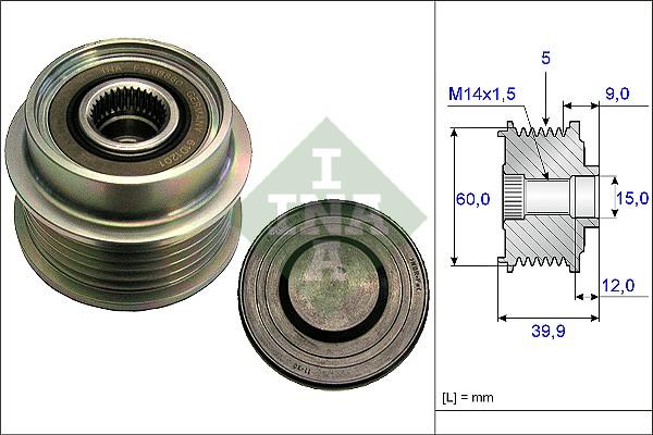 INA 535 0180 10 - Шкив генератора, муфта autospares.lv