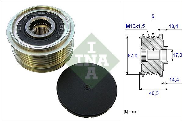 INA 535 0187 10 - Шкив генератора, муфта autospares.lv