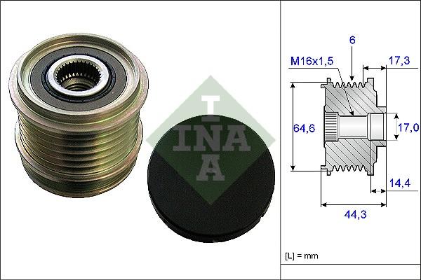 INA 535 0130 10 - Шкив генератора, муфта autospares.lv