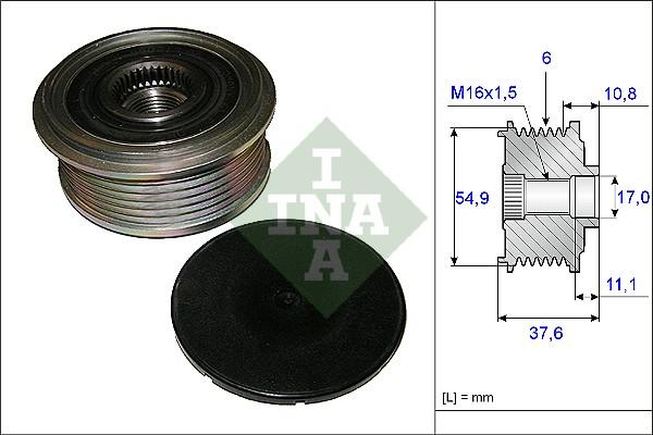 INA 535 0123 10 - Шкив генератора, муфта autospares.lv